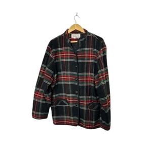 Vintage Talbots Red Plaid Wool Button Closure Coat Women's Size 10